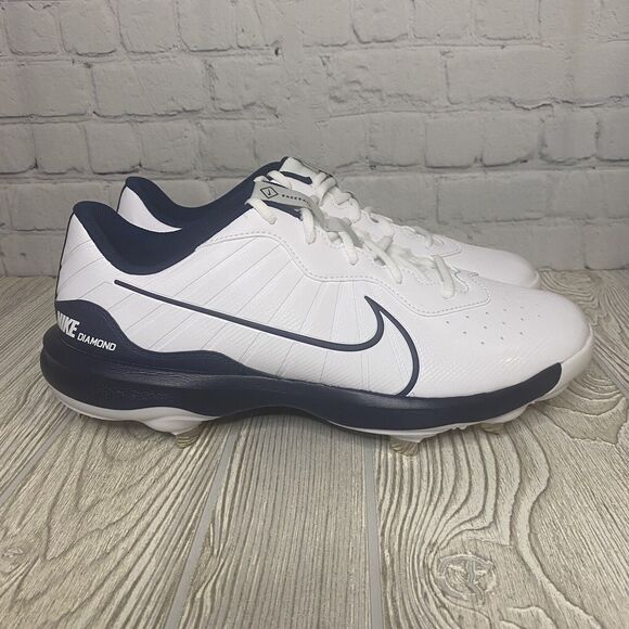 Nike Diamond Alpha Huarache Metal Baseball Cleats Men’s 11 White Navy DJ6516-103 - Picture 1 of 8